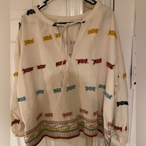 Lou and Grey LOFT balloon sleeve blouse/top.  New with tags. Size XL.